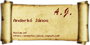Anderkó János névjegykártya